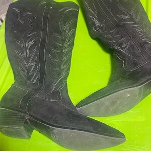 Black Suede Western Boots